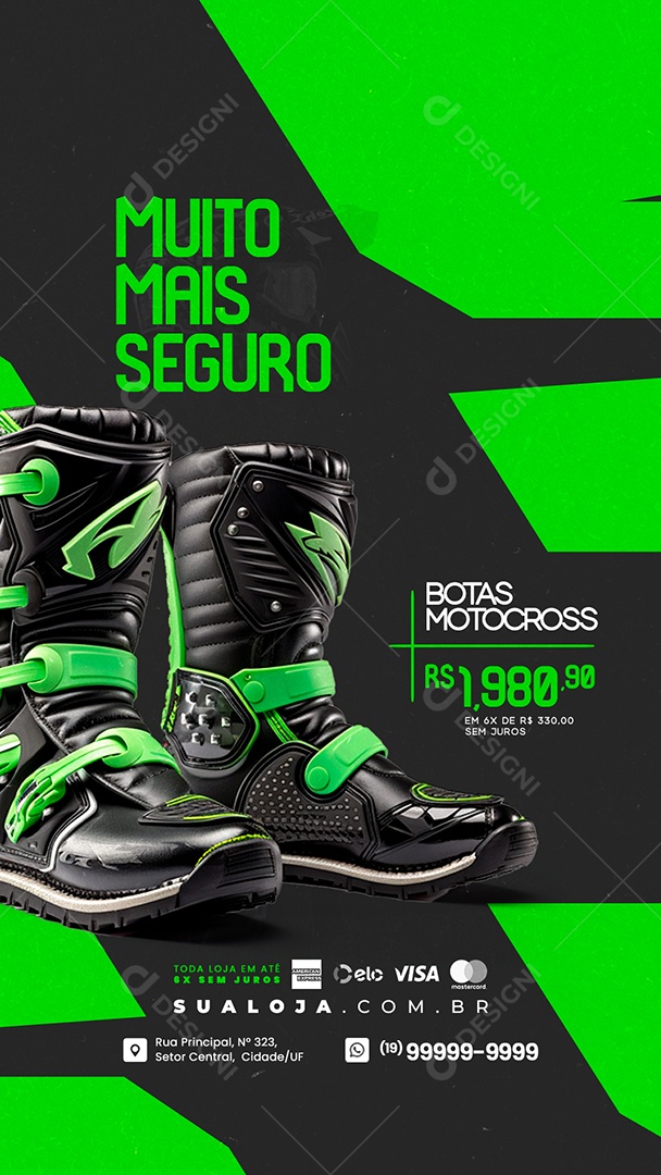 Story Loja de Acessórios de Motocross Botas Muito mais Seguro Social Media PSD Editável