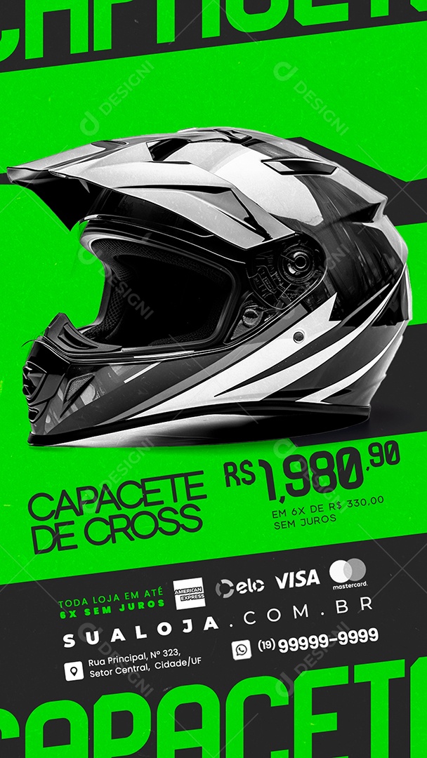 Story Loja de Acessórios de Motocross Capacete de Cross Social Media PSD Editável