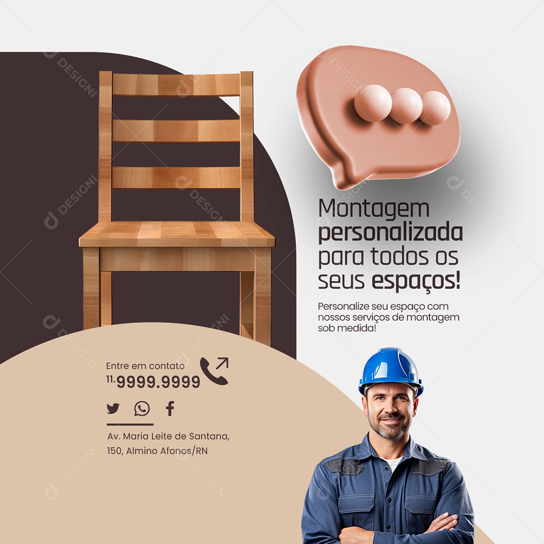 Montador de Moveis Montagem personalizada para todos os seus espaços Social Media PSD Editável