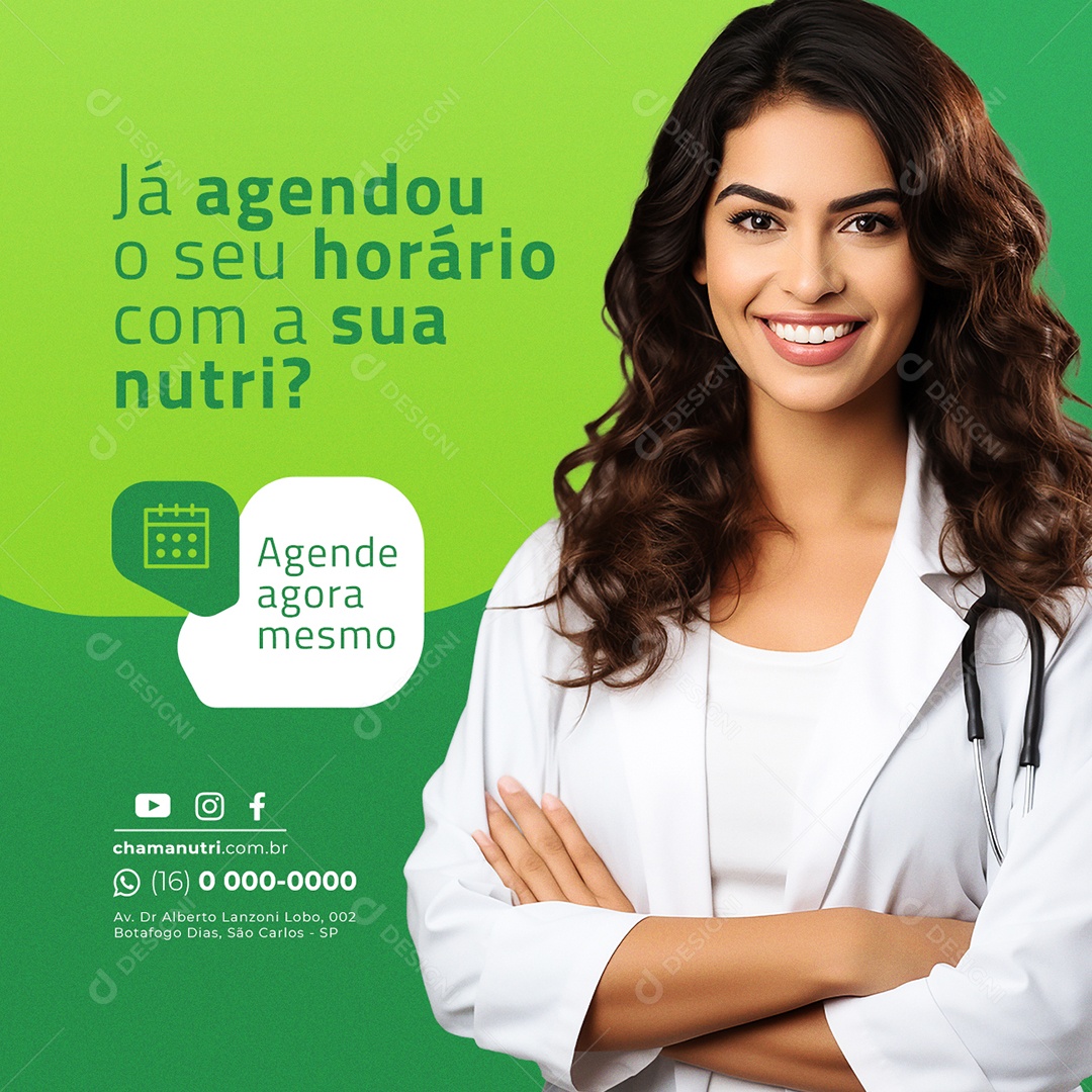 Nutricionista Já agendou o seu horário com a sua nutri Agende agora mesmo Social Media PSD Editável