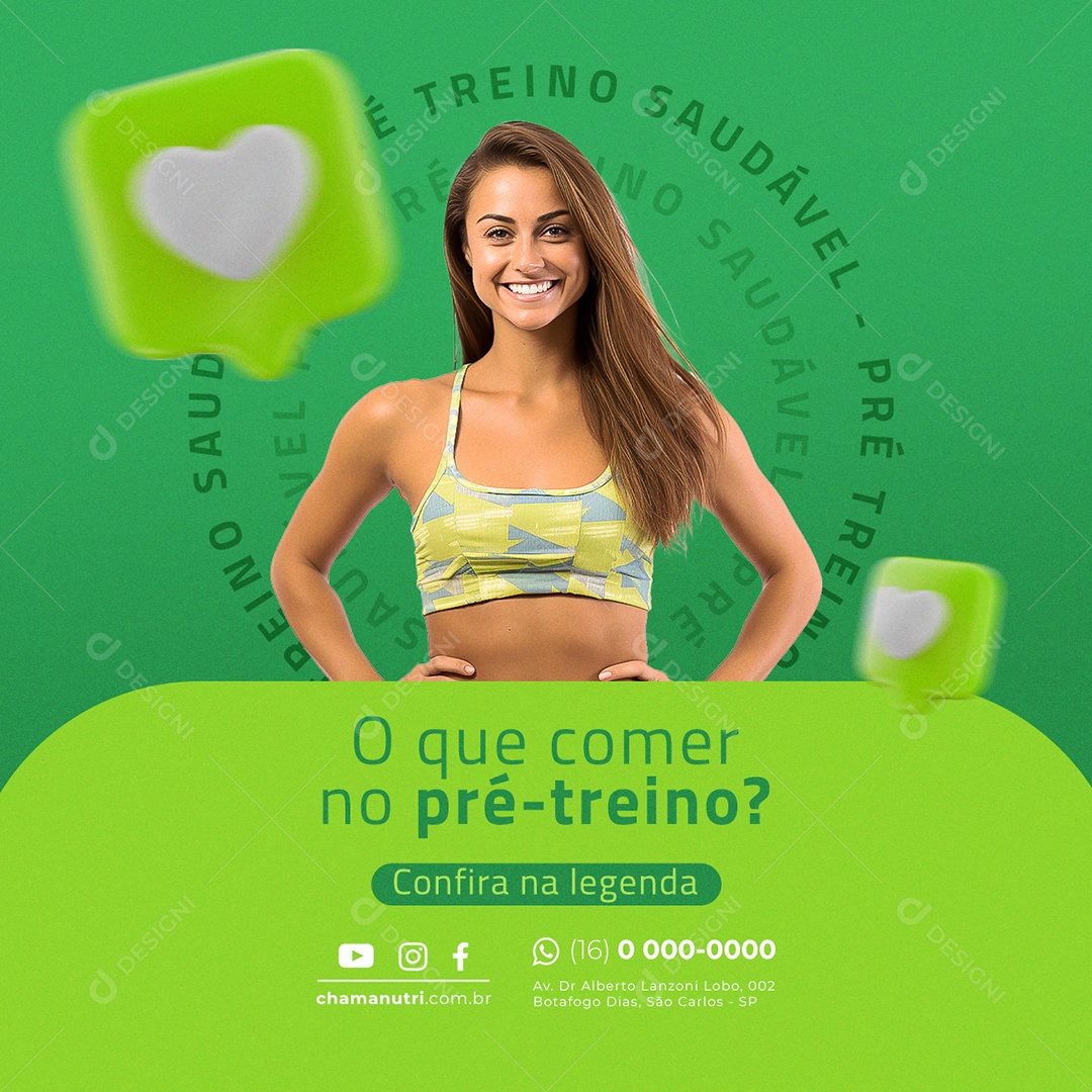 Nutricionista O que comer no pré treino Social Media PSD Editável