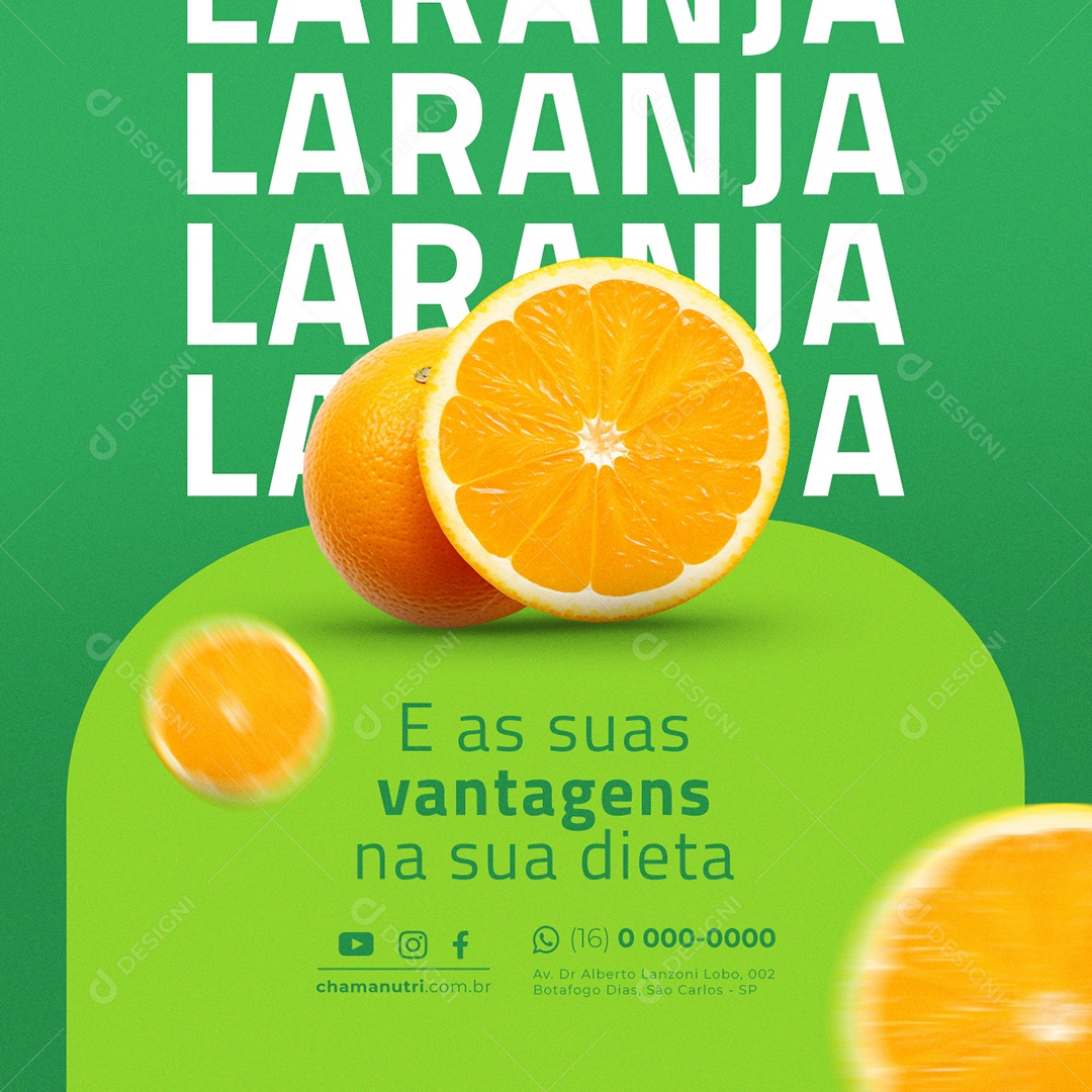 Nutricionista Laranja E as suas vantagens na sua dieta Social Media PSD Editável