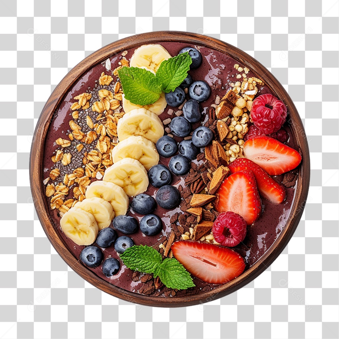 Pote de Açaí com Frutas PNG Transparente