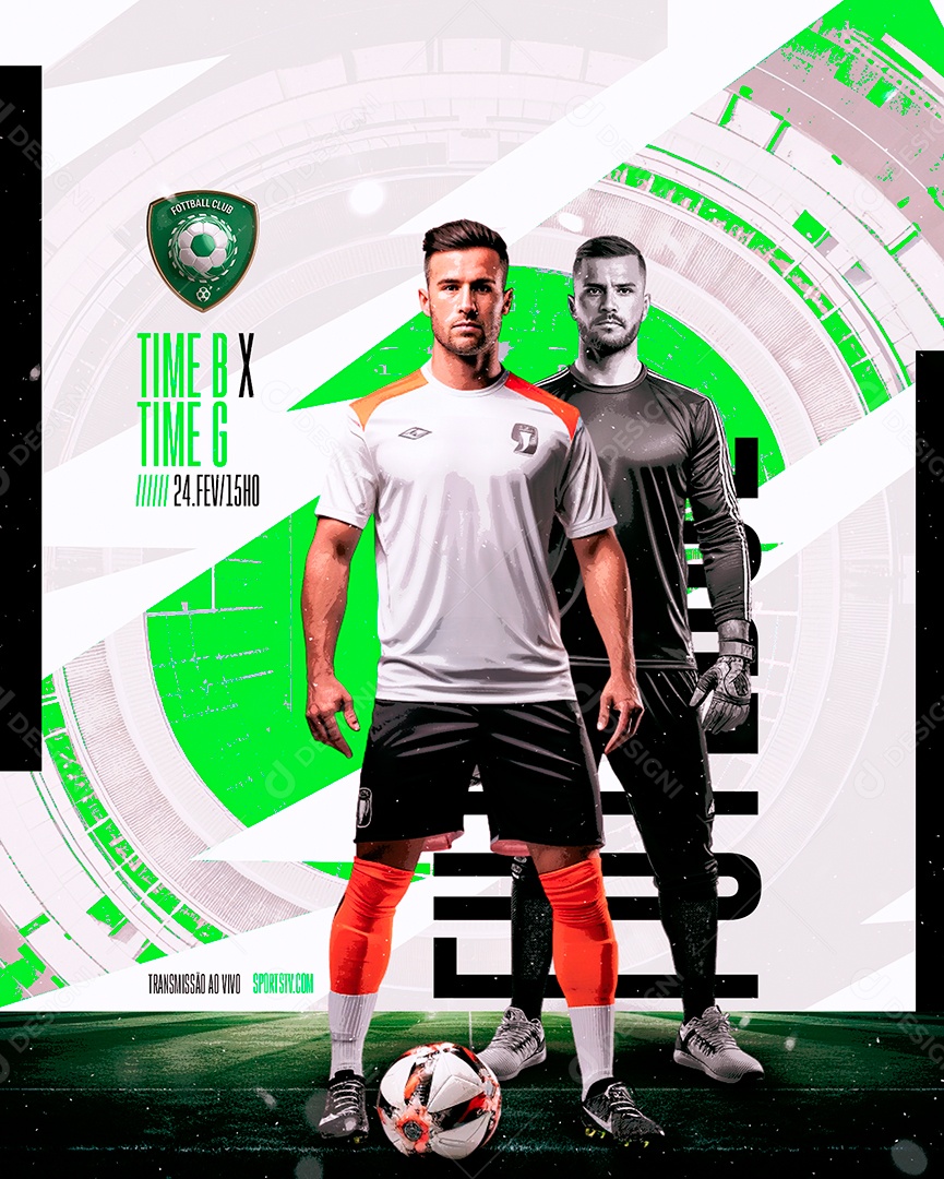 Flyer Futebol Time B x Time G Social Media PSD Editável