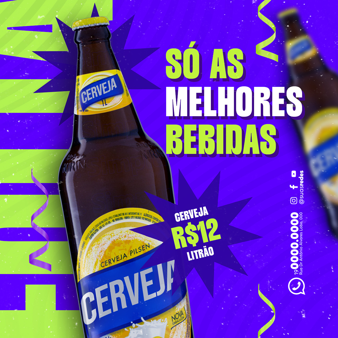 Motion Carnaval Distribuidora de Bebida So as Melhores Bebidas Cerveja Social Media After Effects Editável