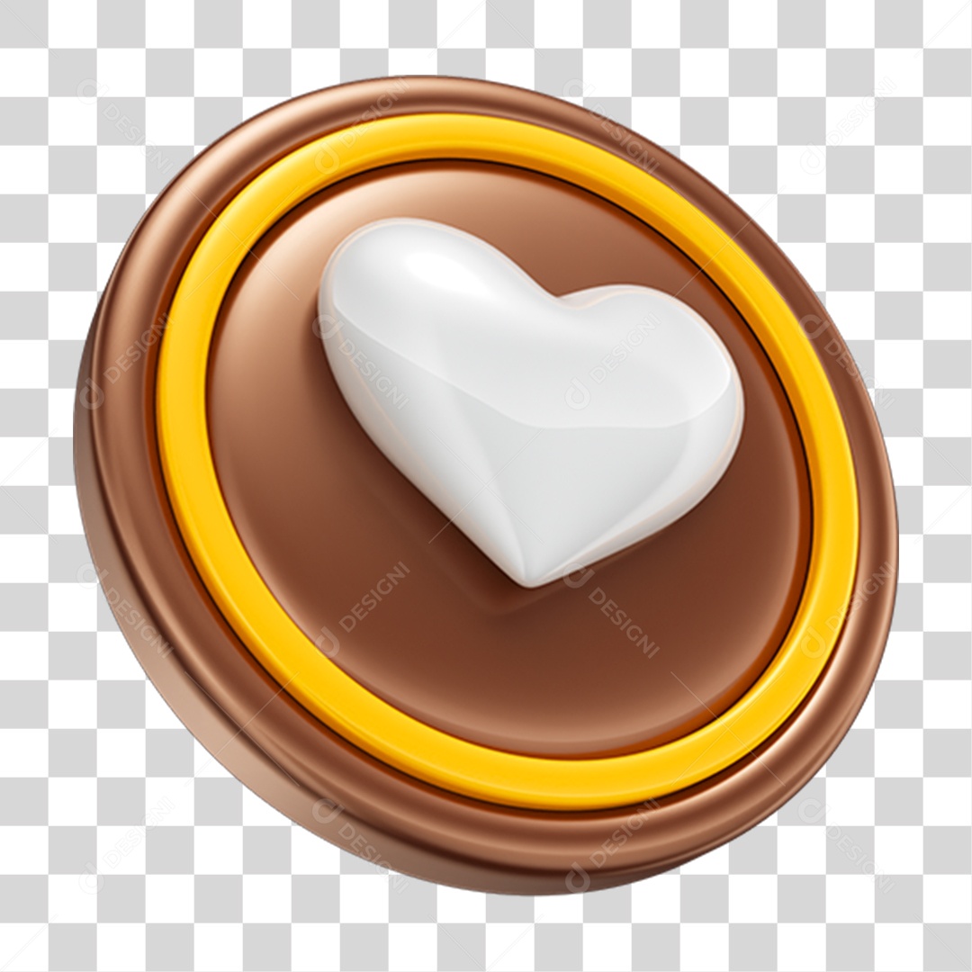 Elemento 3D Coração Chocolate Páscoa PNG Transparente