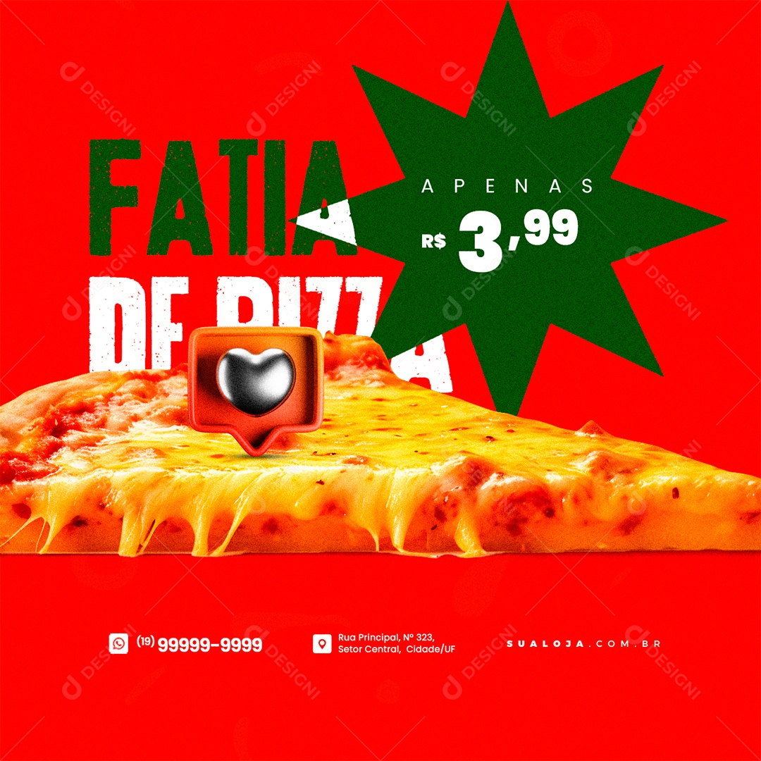 Pizzaria Fatia de Pizza Social Media PSD Editável