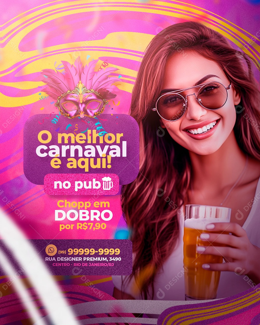 O Melhor Carnaval é Aqui No Pub Chopp Em Dobro Social Media Psd Editável Download Designi 7112