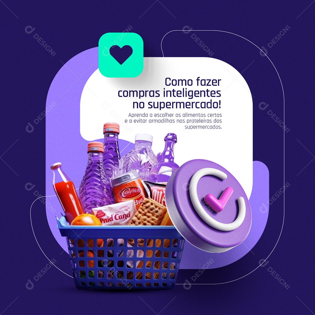 Nutricionista Como fazer compras inteligentes no Supermercado Social Media PSD Editável