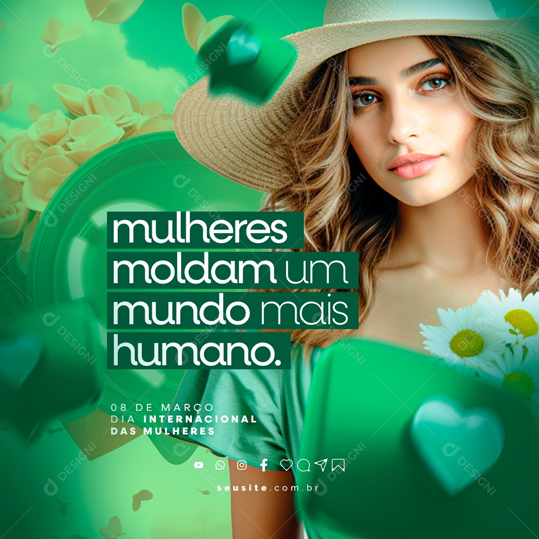 Dia Internacional das Mulheres 8 De Março moldam um mundo mais humano Social Media PSD Editável