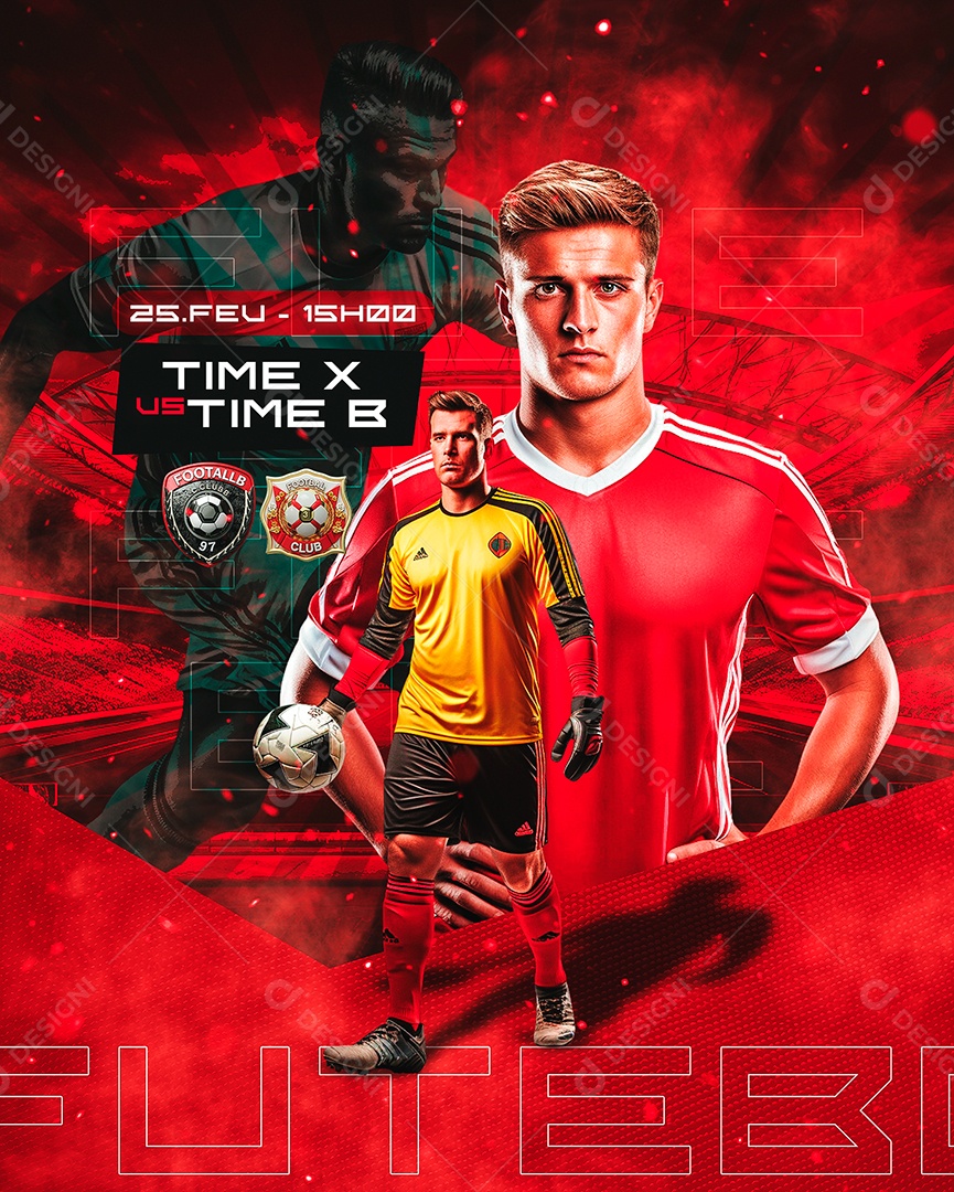 Futebol Time X vs Time B Jogo Social Media PSD Editável