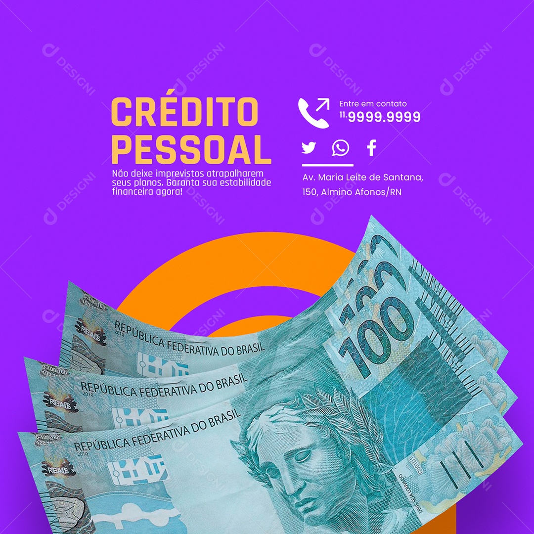 Financiamento Crédito Pessoal Banco Social Media PSD Editável