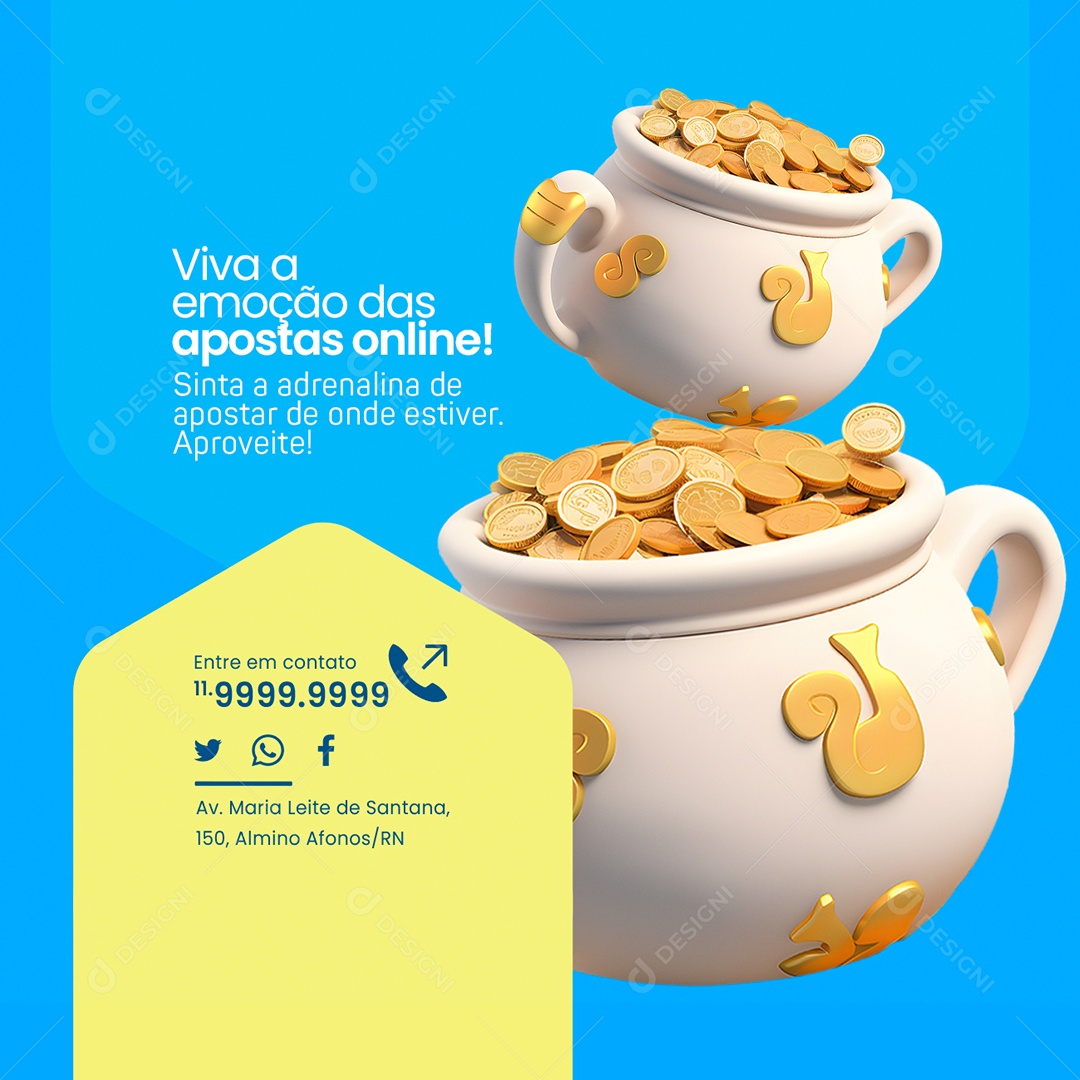 Loteria Viva a emoção das apostas online Social Media PSD Editável