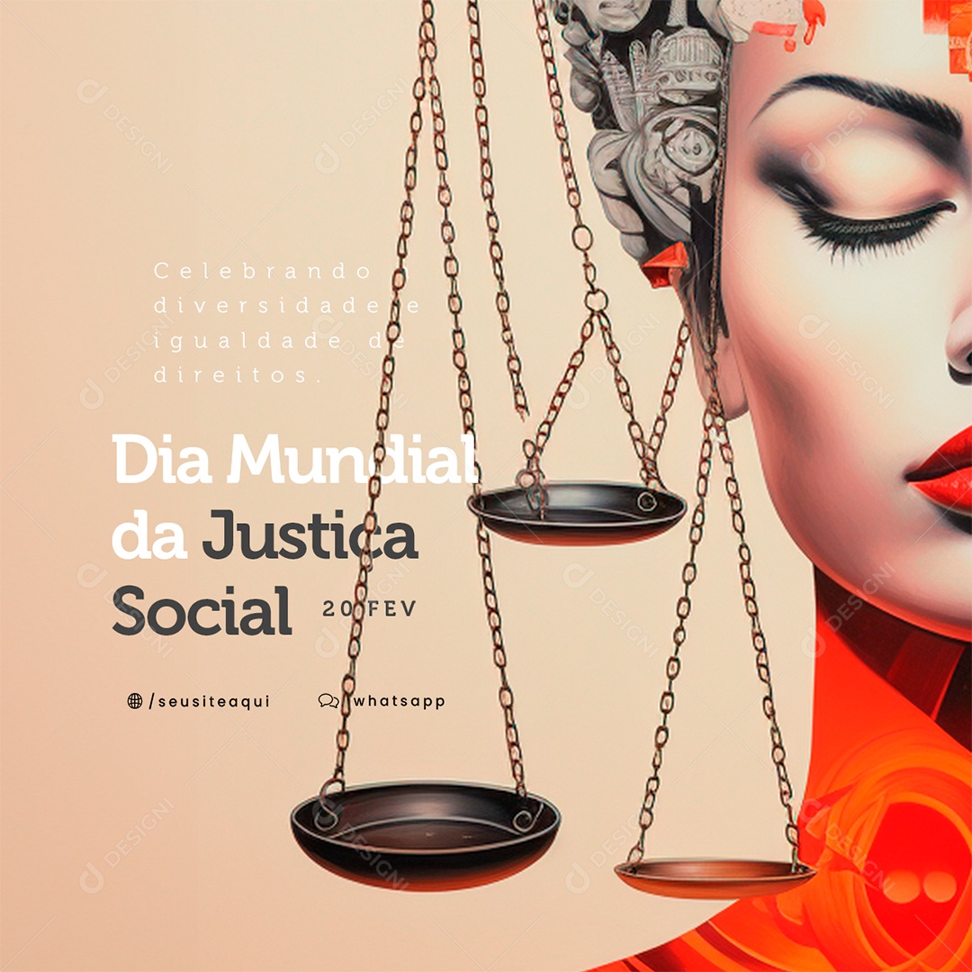 Dia Mundial da Justiça Social 20 De Fevereiro Celebrando diversidade Social Media PSD Editável