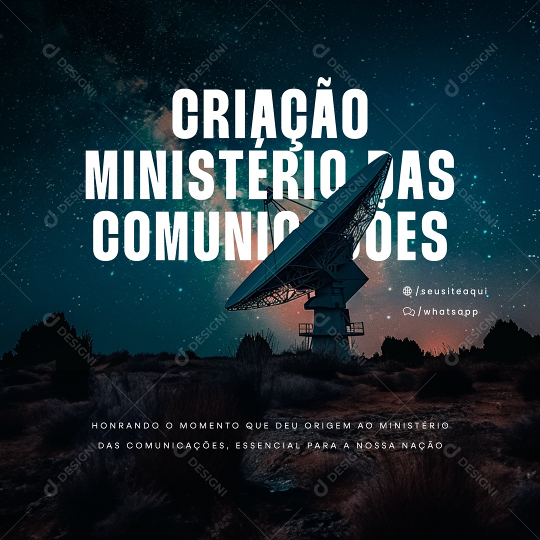 Dia da Criação do Ministério das Comunicações 25 De Fevereiro Honrando Social Media PSD Editável