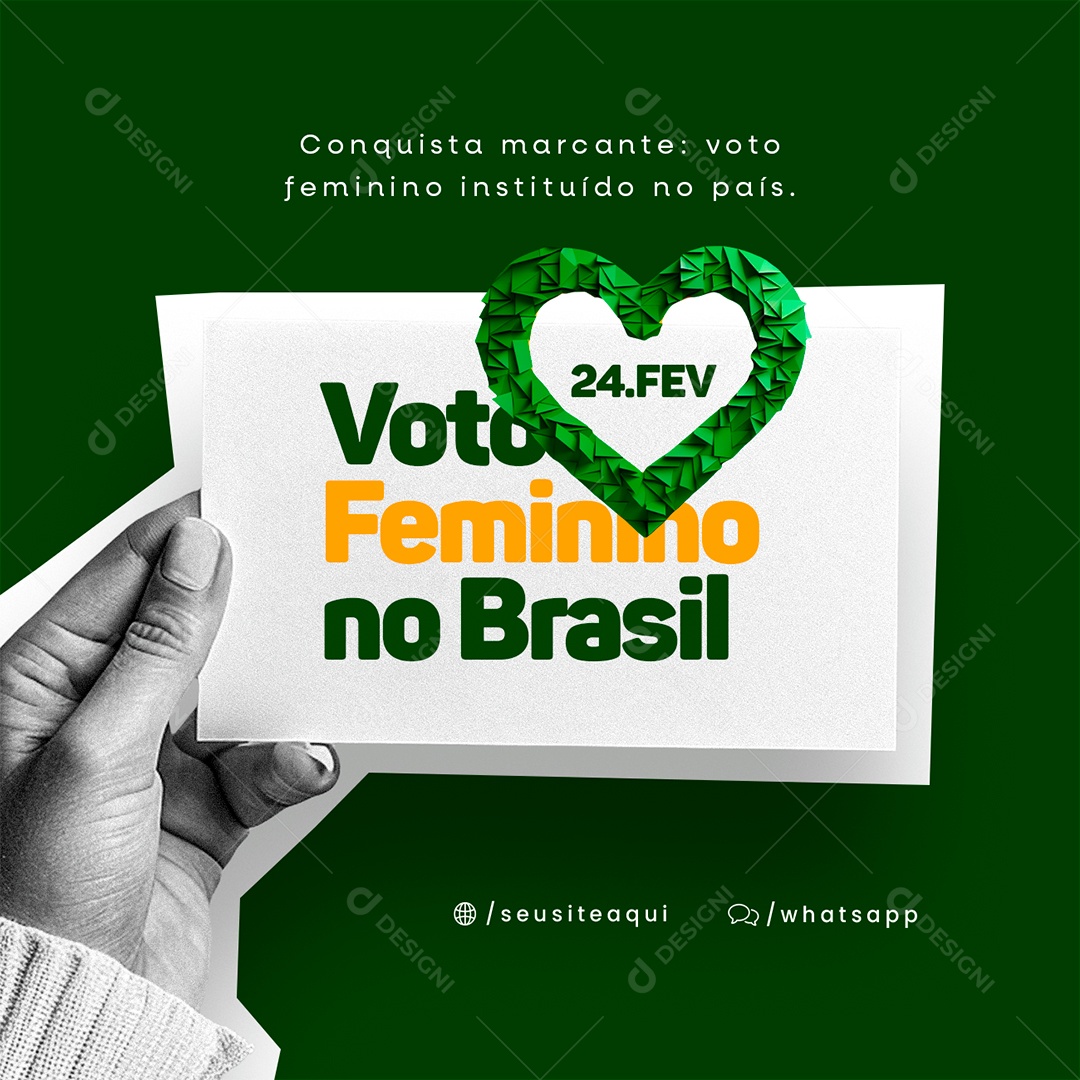 Dia da Conquista do Voto Feminino no Brasil 24 De Fevereiro Conquista Social Media PSD Editável