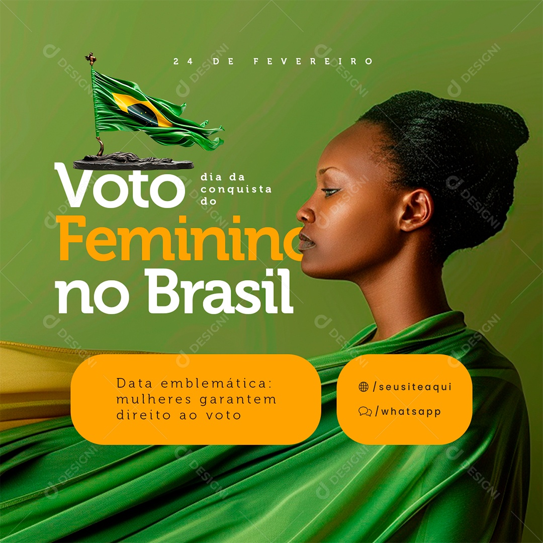 Dia da Conquista do Voto Feminino no Brasil Data emblemática Social Media PSD Editável