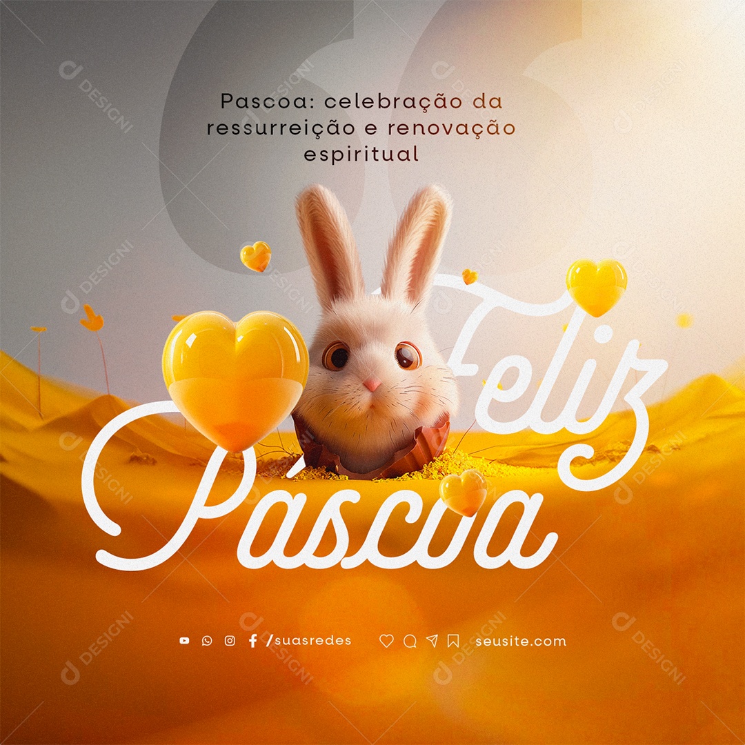 Feliz Páscoa 31 de Março celebração da ressureição e renovação Social Media PSD Editável