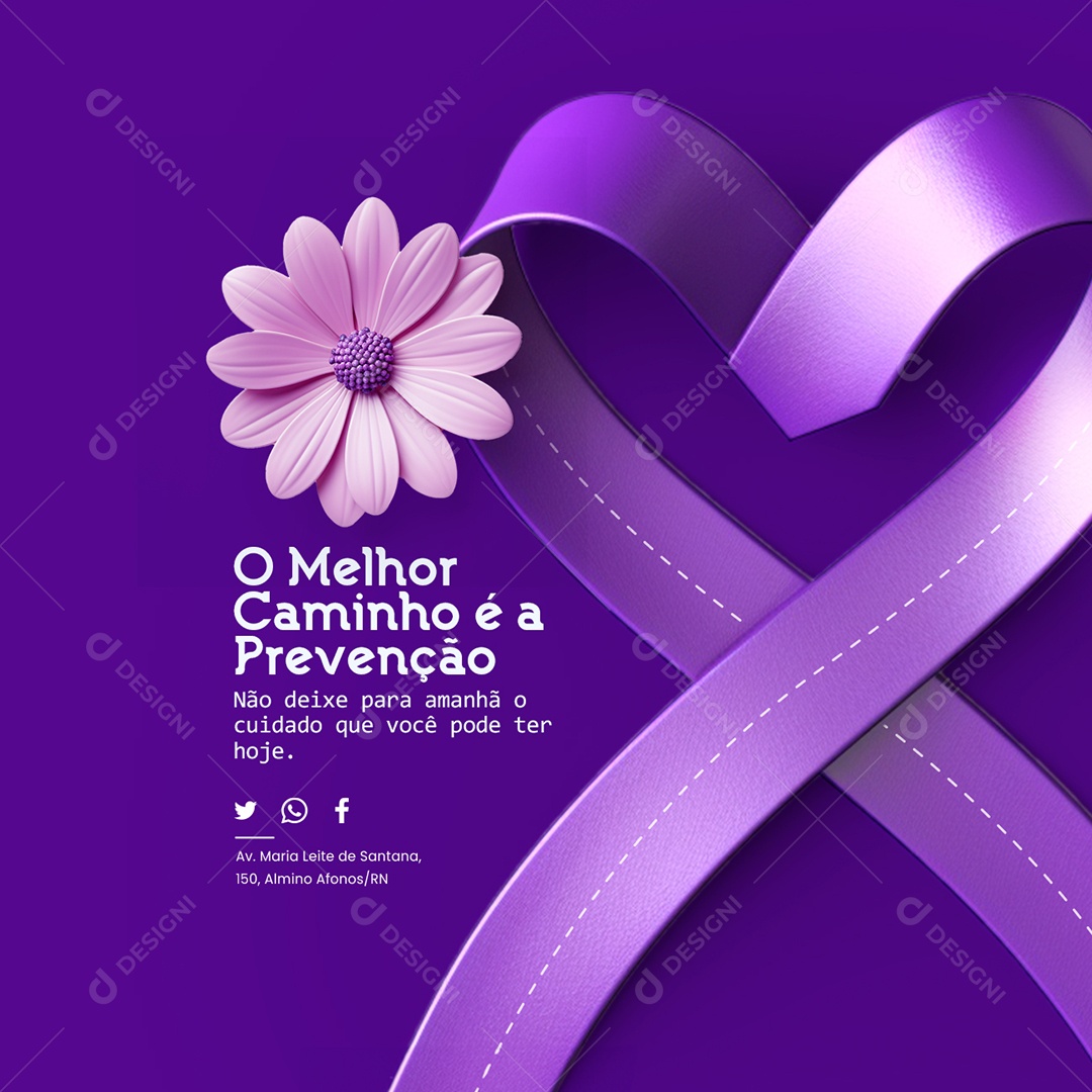 Março Lilás O Melhor Caminho é a prevenção Social Media PSD Editável