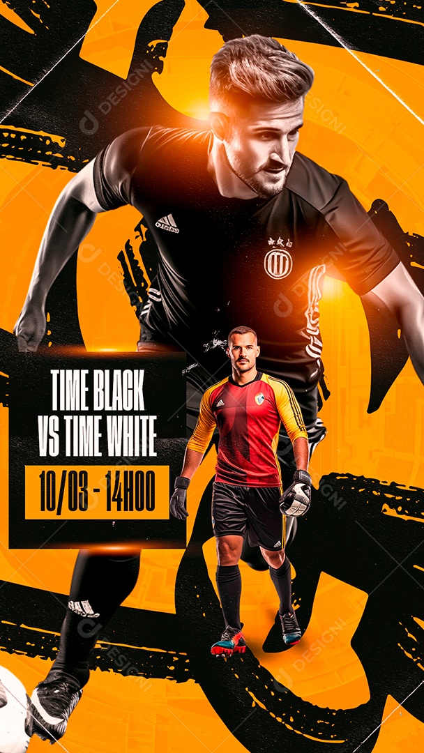 Story Futebol Time Black vs Time White Social Media PSD Editável