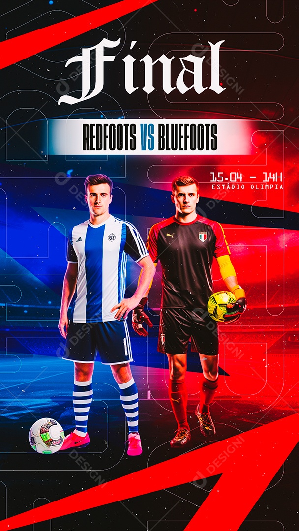 Story Campeonato Final Red Foots vs Blue Foots Social Media PSD Editável