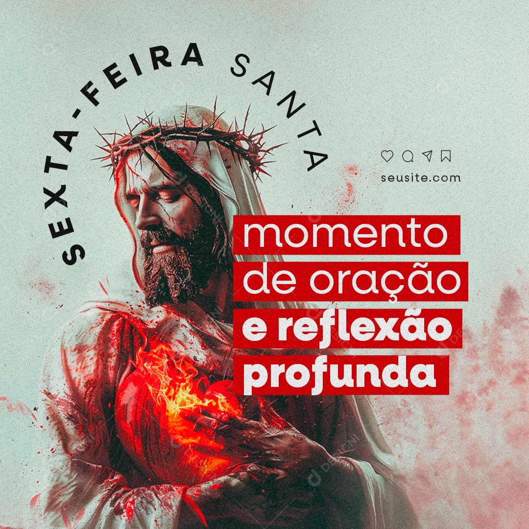 Sexta Feira Santa momento de oração e reflexão profunda Social Media PSD Editável