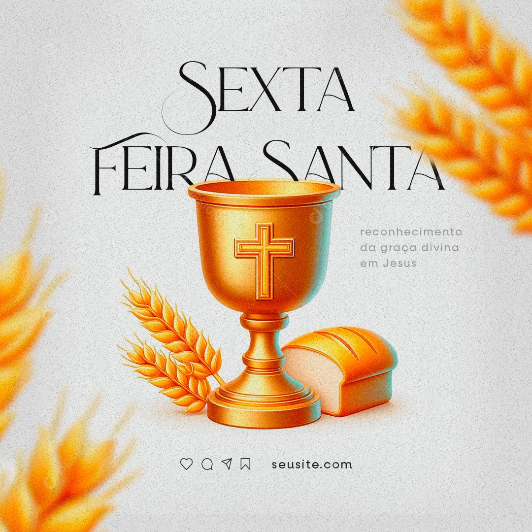 Sexta Feira Santa Reconhecimento da graça divina em Jesus Social Media PSD Editável