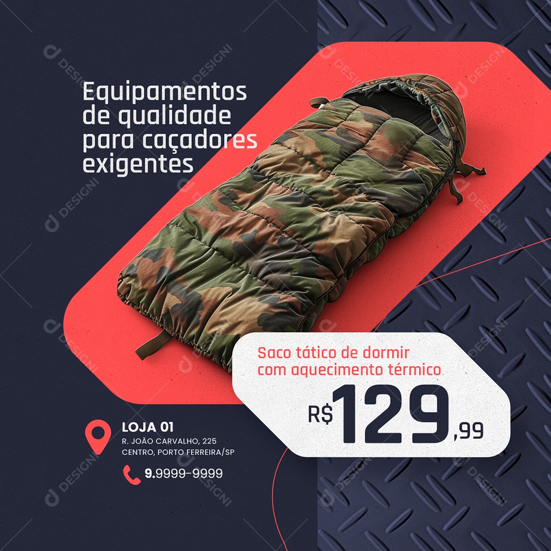 Caça e Pesca Equipamentos Saco tático de dormir Social Media PSD Editável