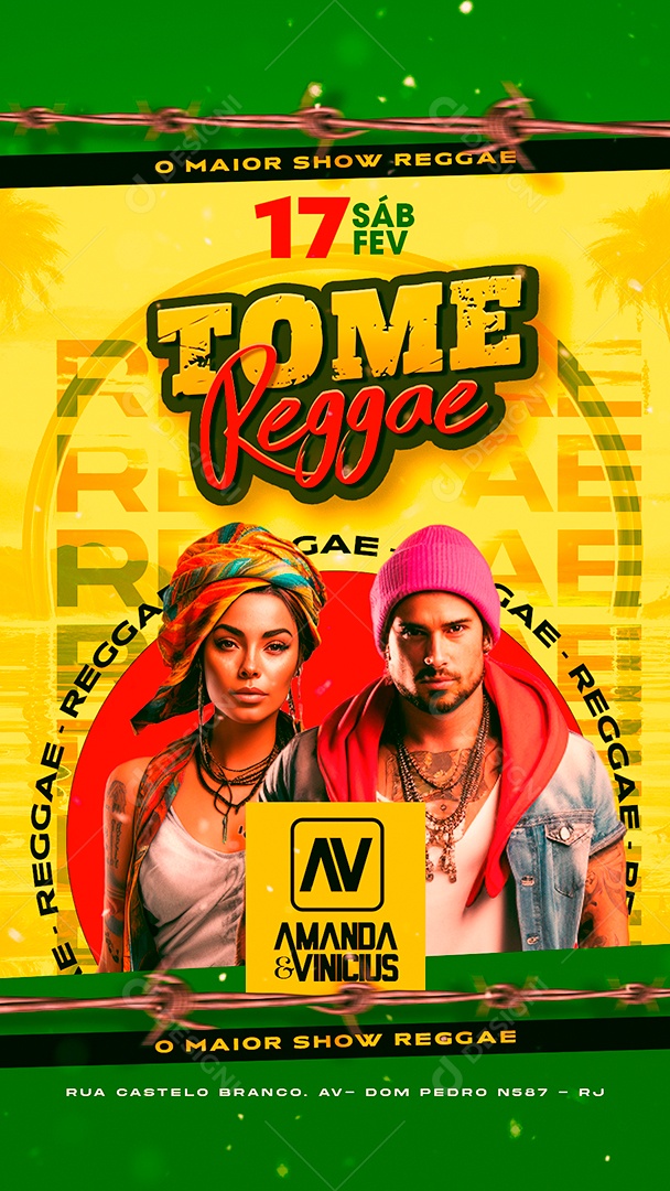 Story Flyer Tome Reggae Amanda and Vinicius Social Media Editable PSD