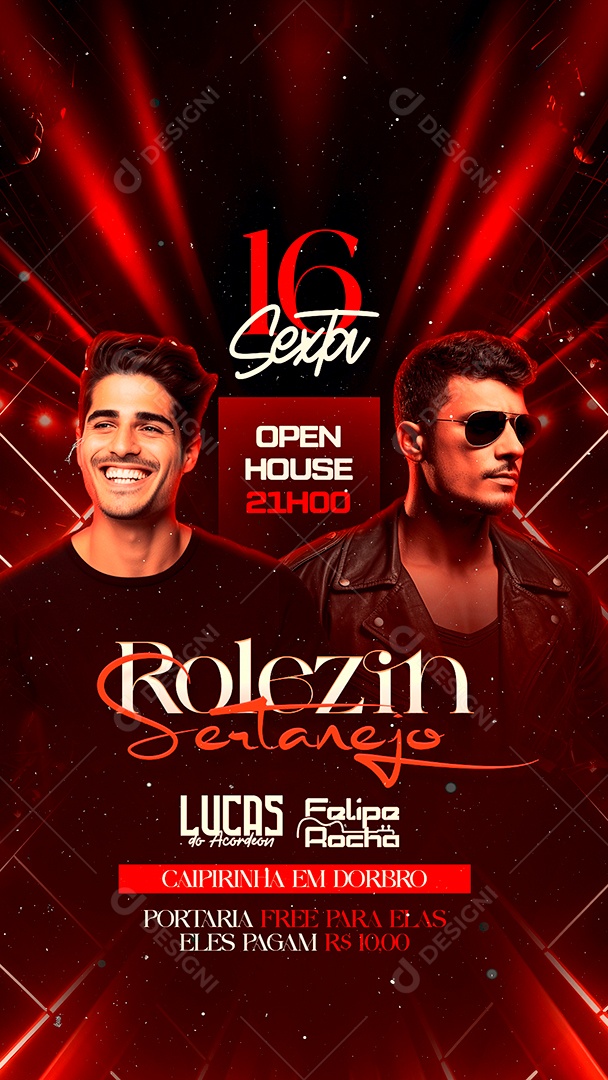 Story Flyer Sexta Rolezin Sertanejo Lucas do Acordeon Felipe Rocha Social Media PSD Editável