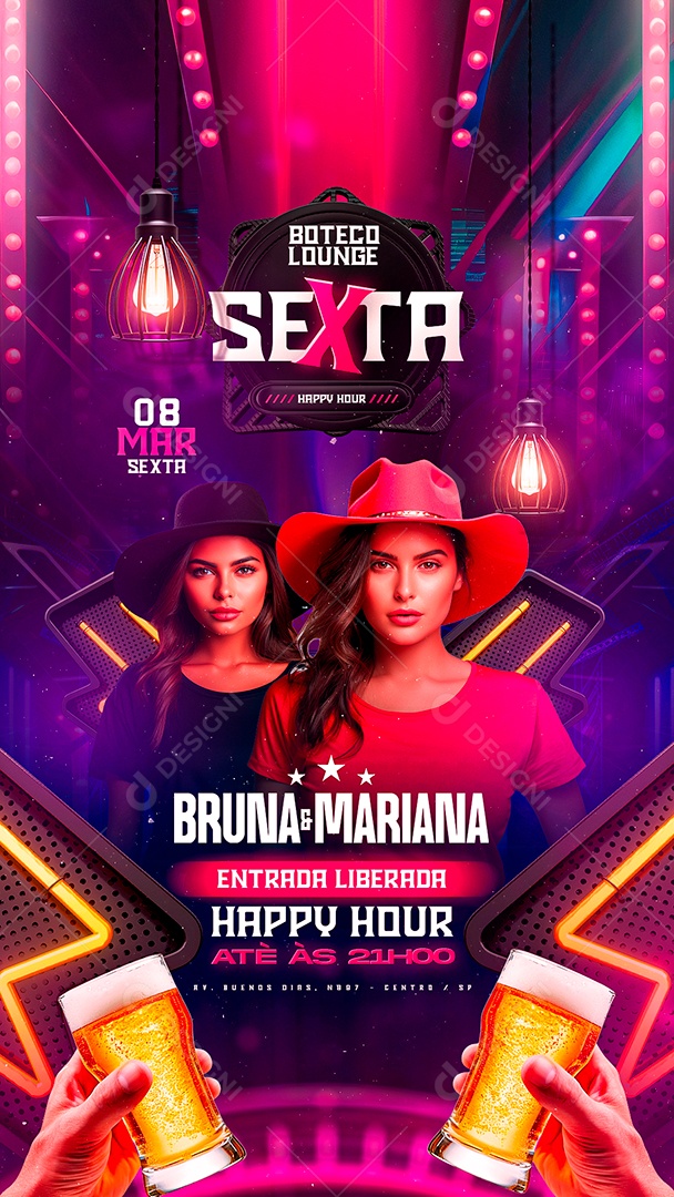 Story Flyer Boteco Lounge Sexta Bruna e Mariana Social Media PSD Editável