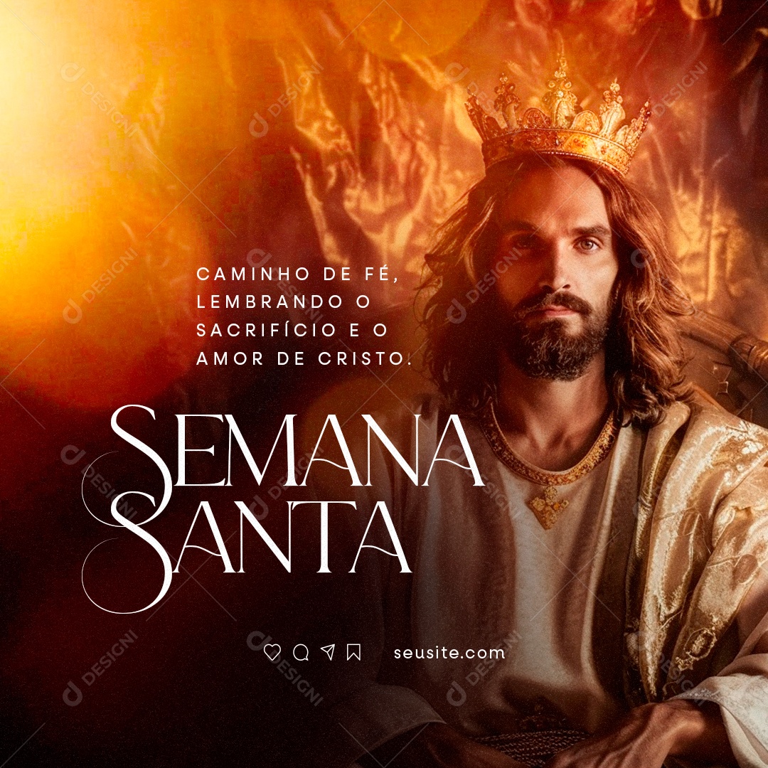 Semana Santa Caminho de Fé lembrando o Sacrifício e o Amor de Cristo Social Media PSD Editável