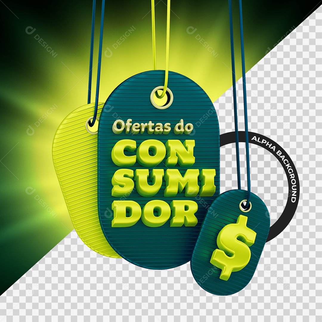 Ofertas do Consumidor Selo 3D Verde para Composição PSD