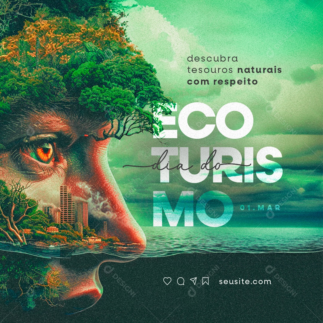 Ecotourism Day March 1st discover natural treasures with respect Social Media Editable PSD