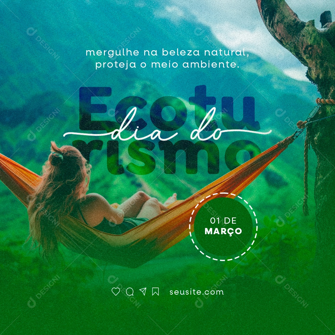 Dia do Ecoturismo 01 De Março proteja o meio ambiente Social Media PSD Editável