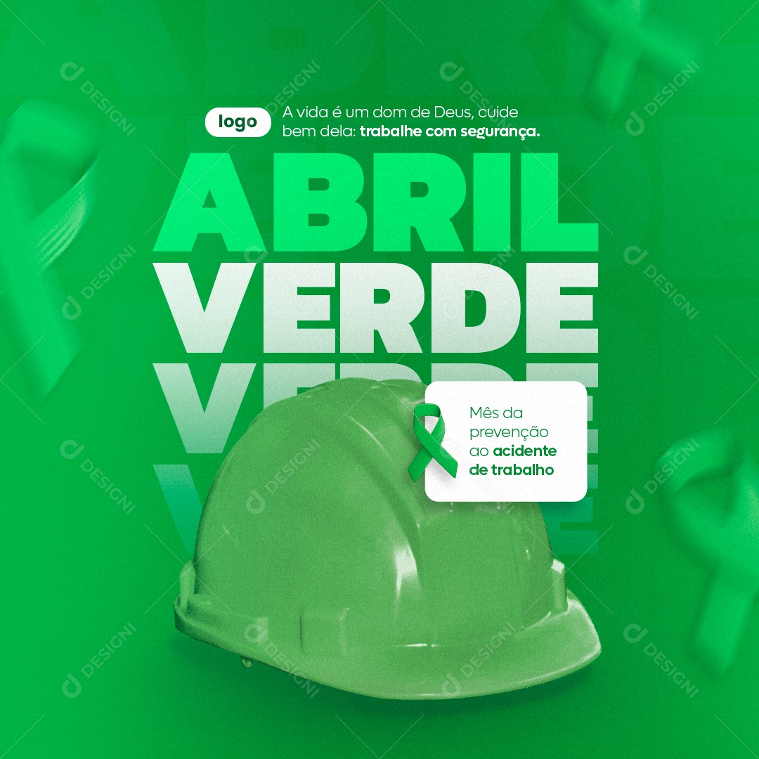 Abril Verde Mês da prevenção ao acidente de trabalho Social Media PSD Editável