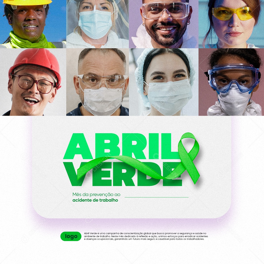 Abril Verde Mês da prevenção ao acidente de trabalho Social Media PSD Editável