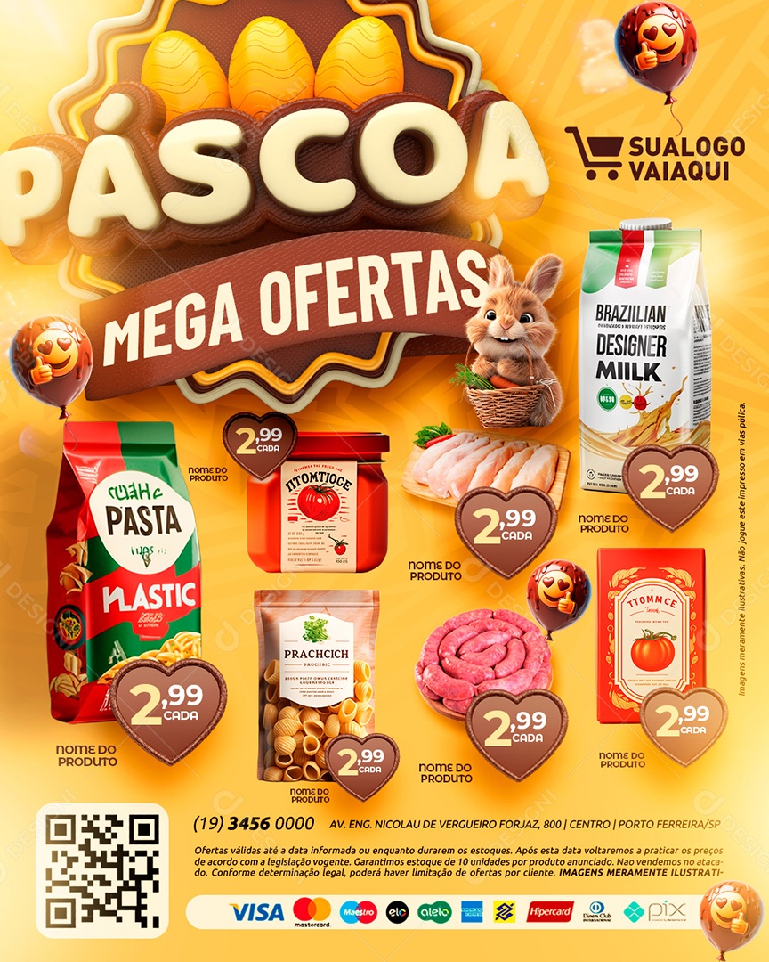 Tabloide Páscoa Mega Ofertas produtos Social Media PSD Editável