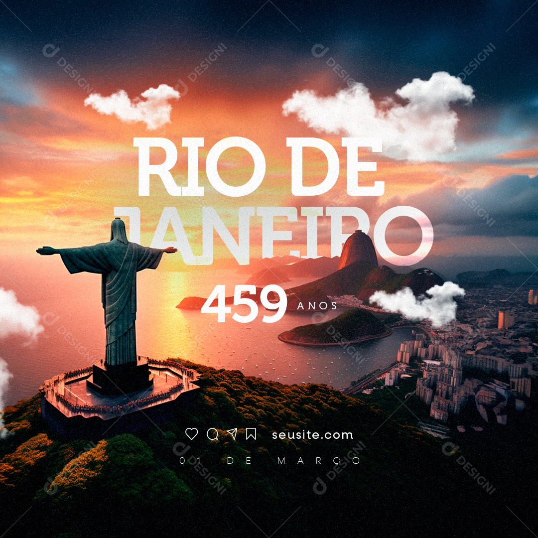 Rio de Janeiro 01 De Março 459 Anos Social Media PSD Editável