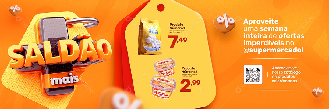 Banner Saldão Mais Supermercado Produto Margarina Ofertas Imperdíveis Social Media Psd Editável 5898