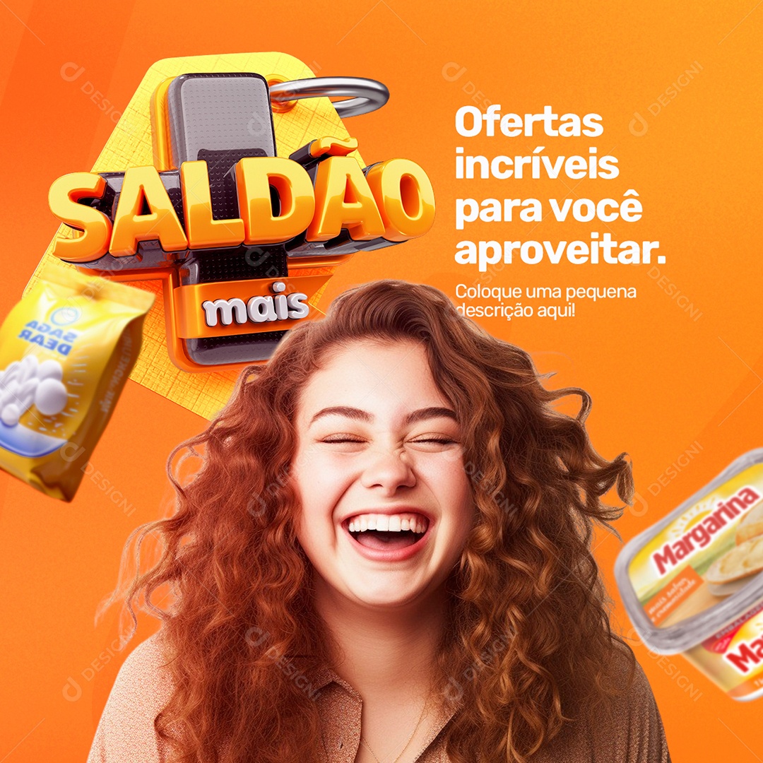 Saldão mais Supermercado produtos Ofertas incríveis Social Media PSD Editável