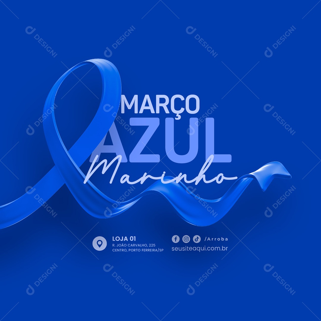 March Navy Blue Social Media PSD Editable