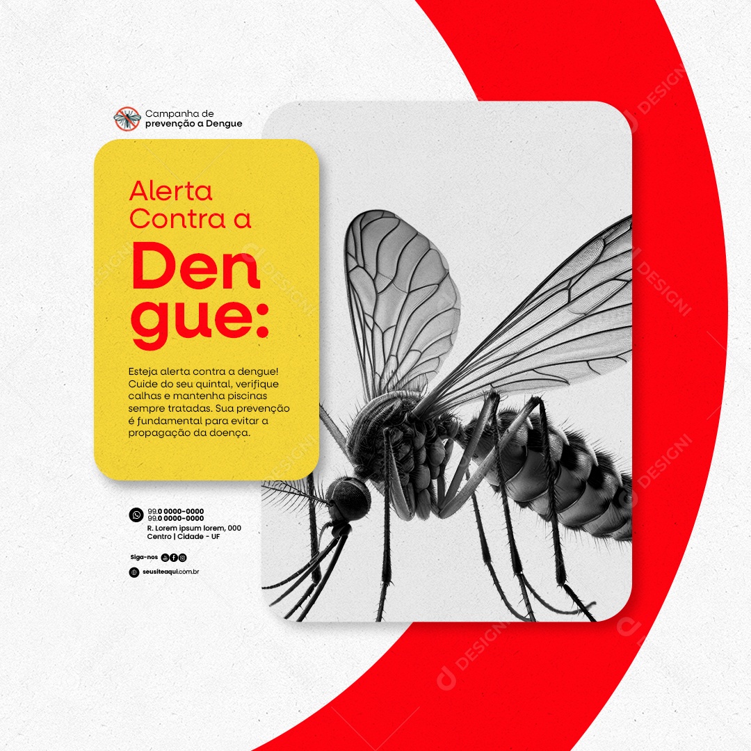 Campanha de prevenção a Dengue Alerta contra a dengue Social Media PSD Editável