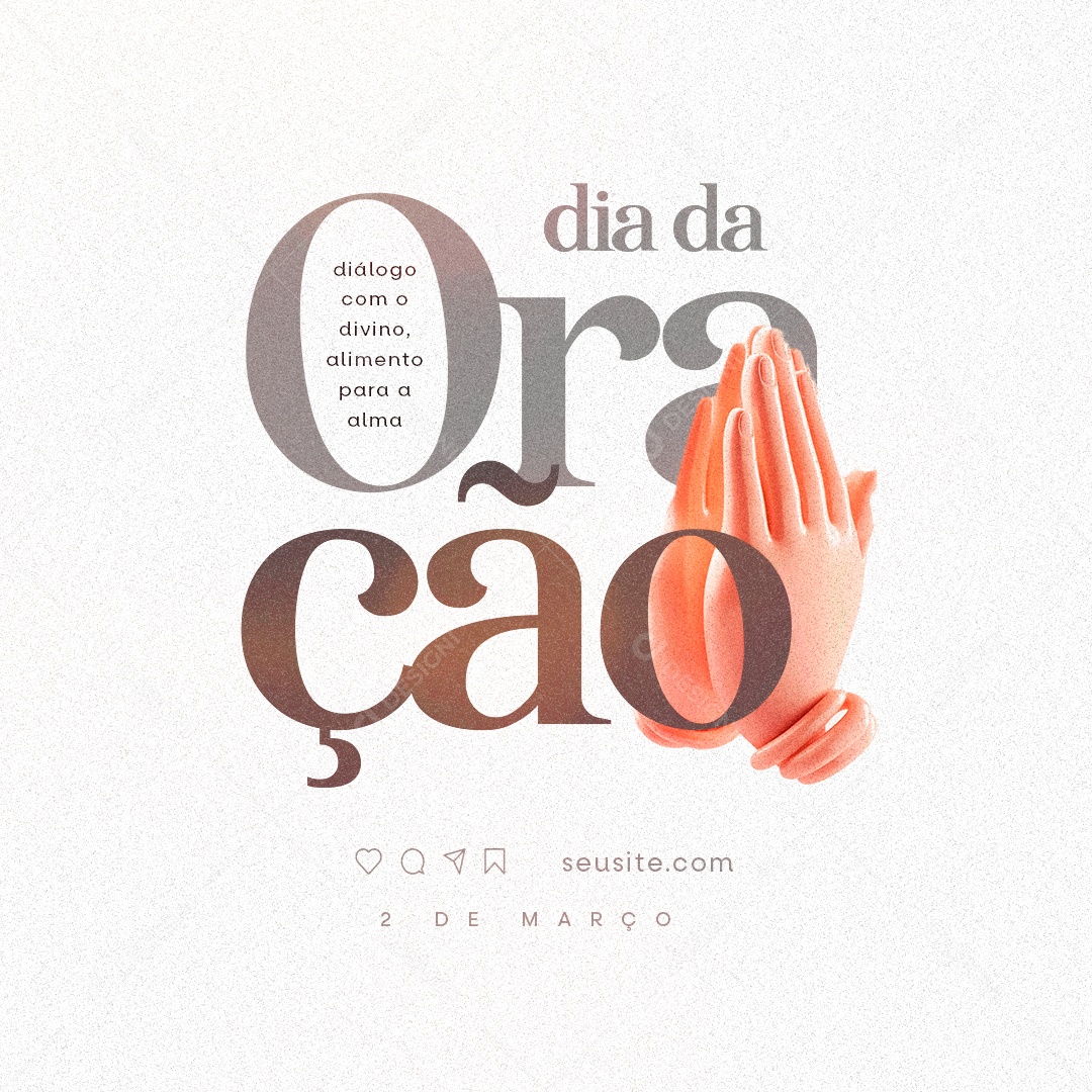 Dia da Oração 02 de março diálogo com o divino Social Media PSD Editável