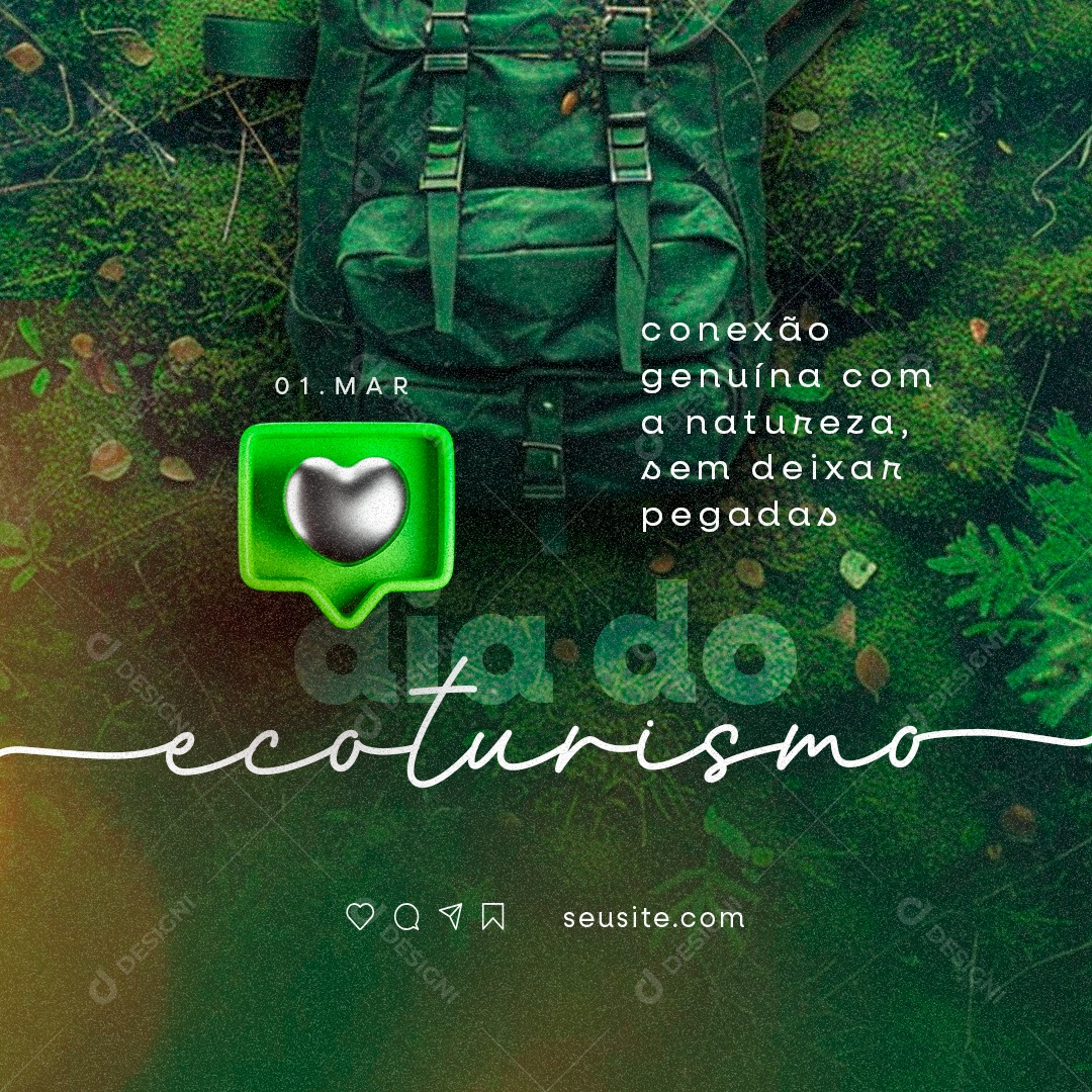 Dia do Ecoturismo 01 de Março conexão genuína com a natureza Social Media PSD Editável