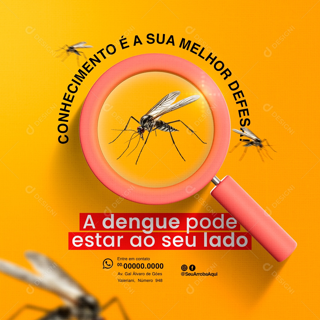 Conhecimento é a sua melhor defesa A Dengue pode estar ao seu lado Social Media PSD Editável