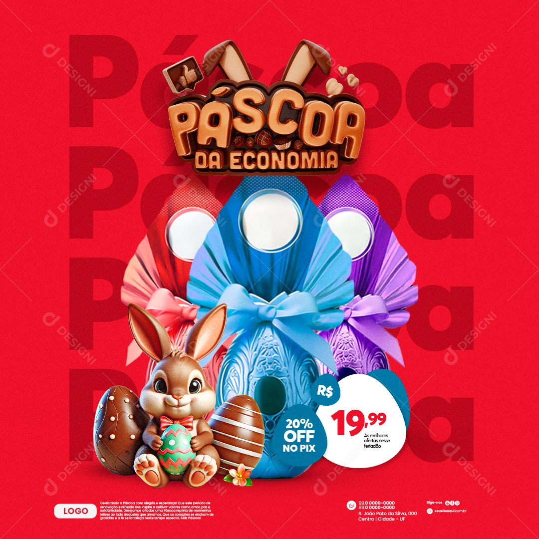 Supermercado Páscoa da Economia Ovos de Páscoa Social Media PSD Editável