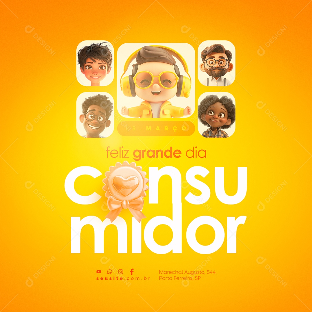 Feliz grande Dia do Consumidor 15 De Março Social Media PSD Editável