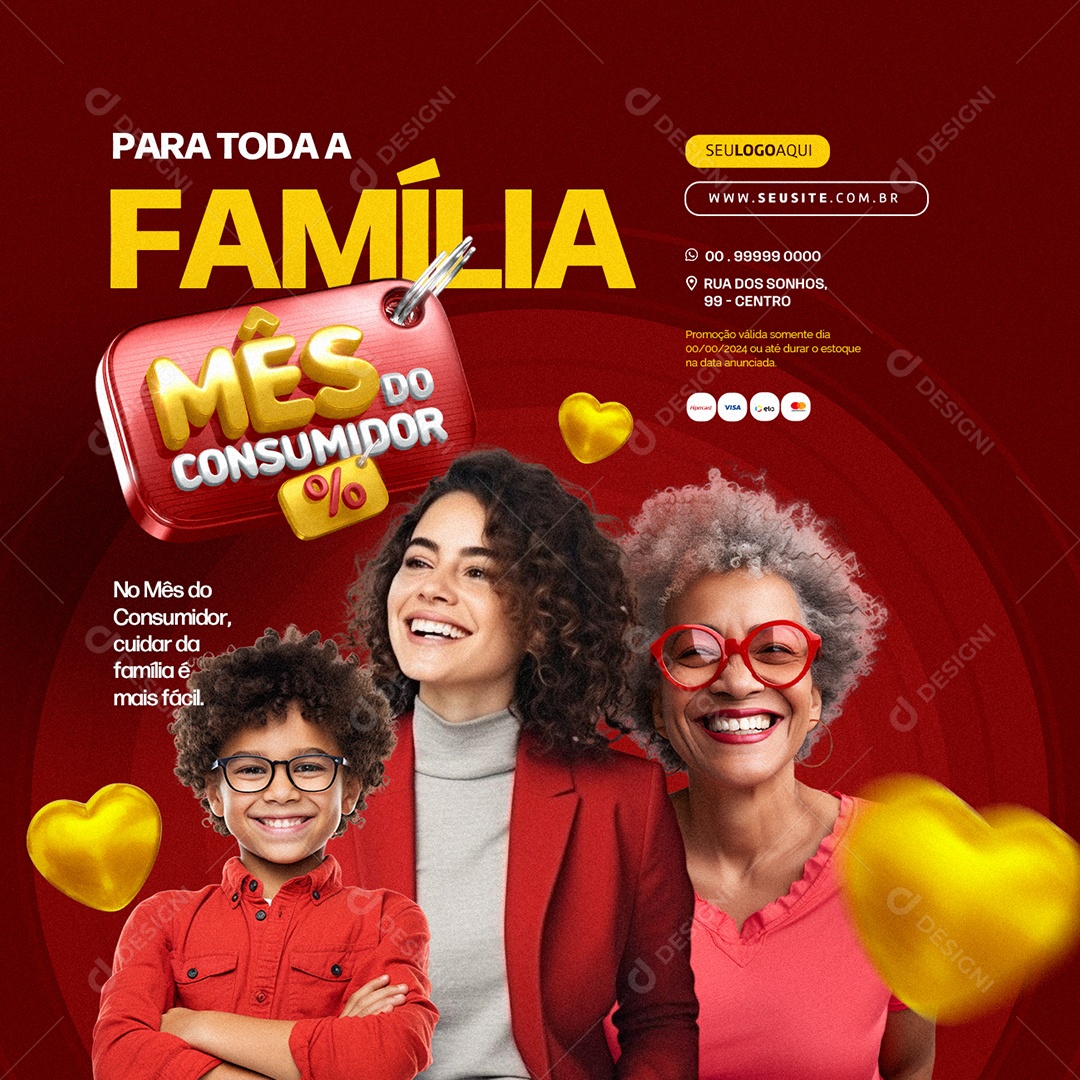 Mês do consumidor Supermercado para toda a família Social Media PSD Editável