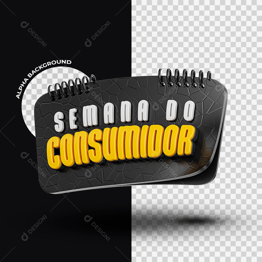 Semana do Consumidor Selo 3D Branco vermelho e preto para Composição PSD